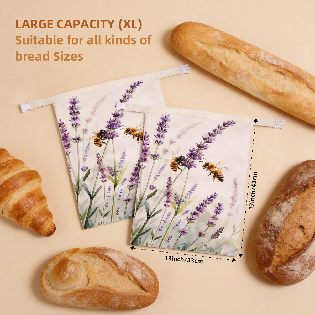 KZSKKW beeswax bread bag 13x17 size fits bulky sourdough loaves