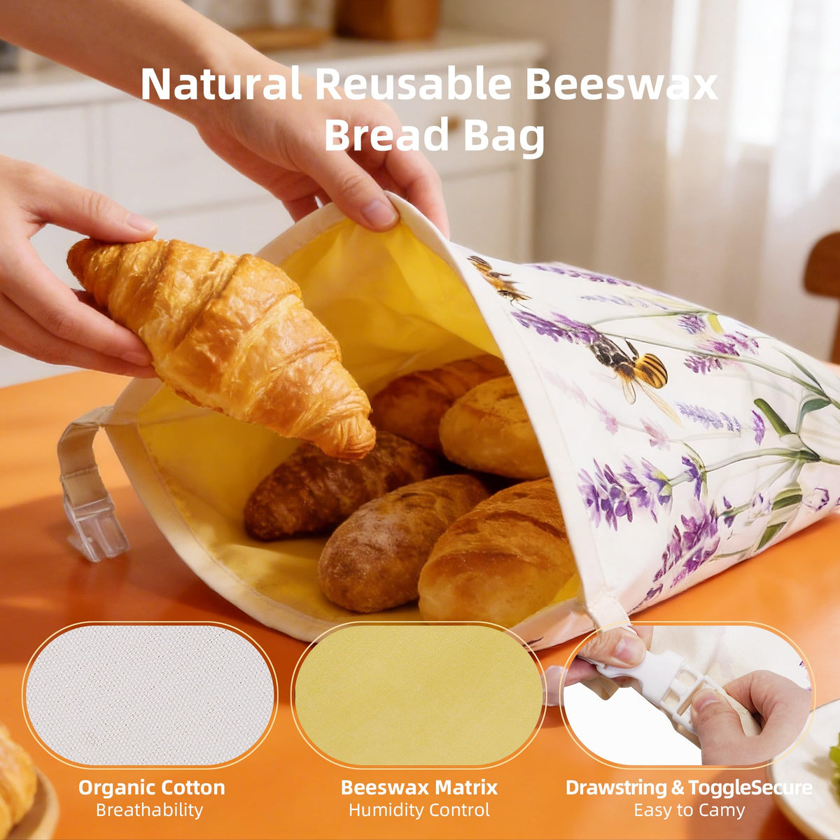 KZSKKW beeswax bread bag dual-layer seal preserves crust and interior