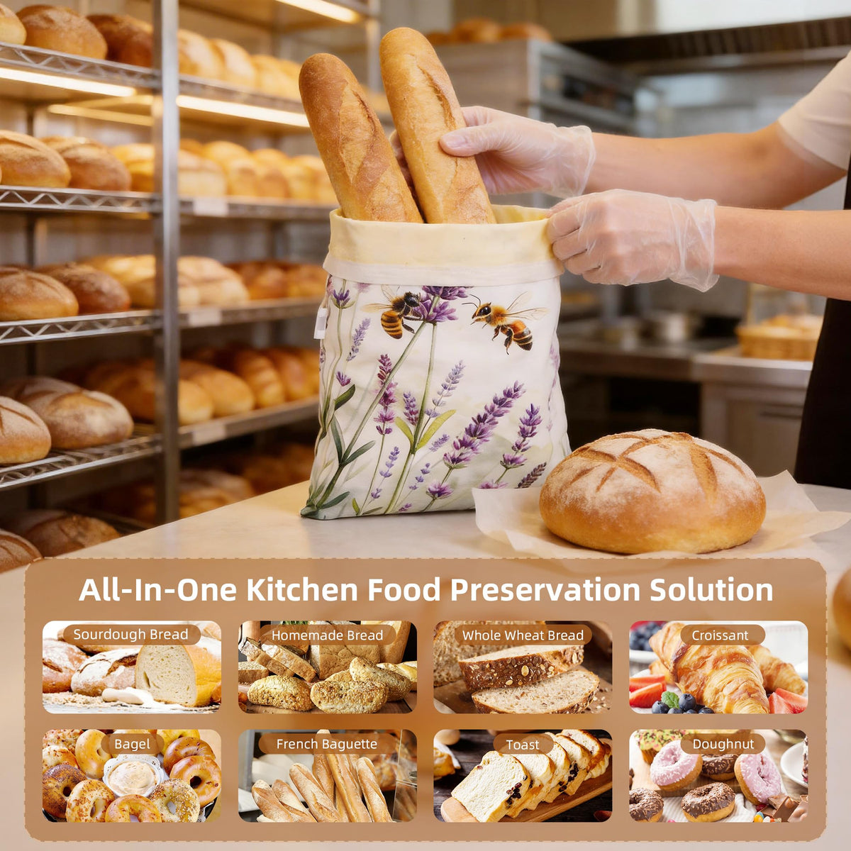 KZSKKW beeswax bread bag easy-care reusable kitchen essential