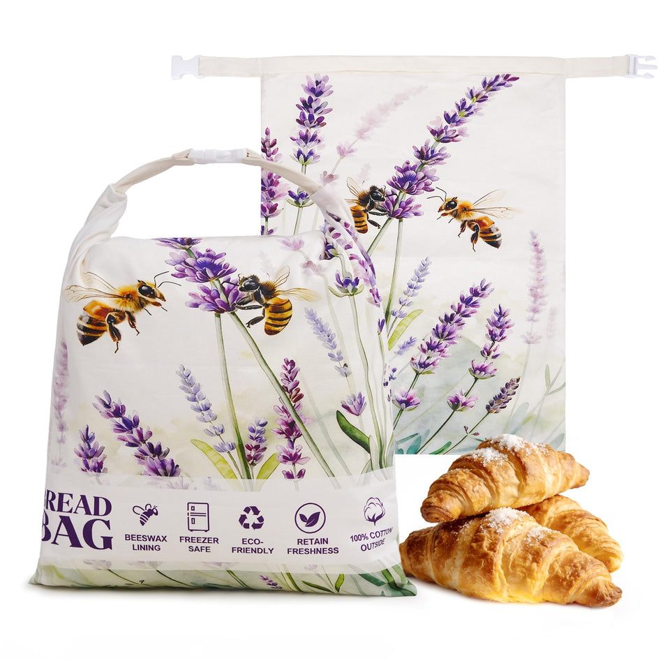 KZSKKW beeswax bread bag fold-over flap demonstrating premium storage for fresh bread
