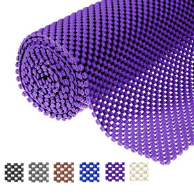 L7HWDP grid-pattern shelf liner in purple enhances grip and keeps items in place.