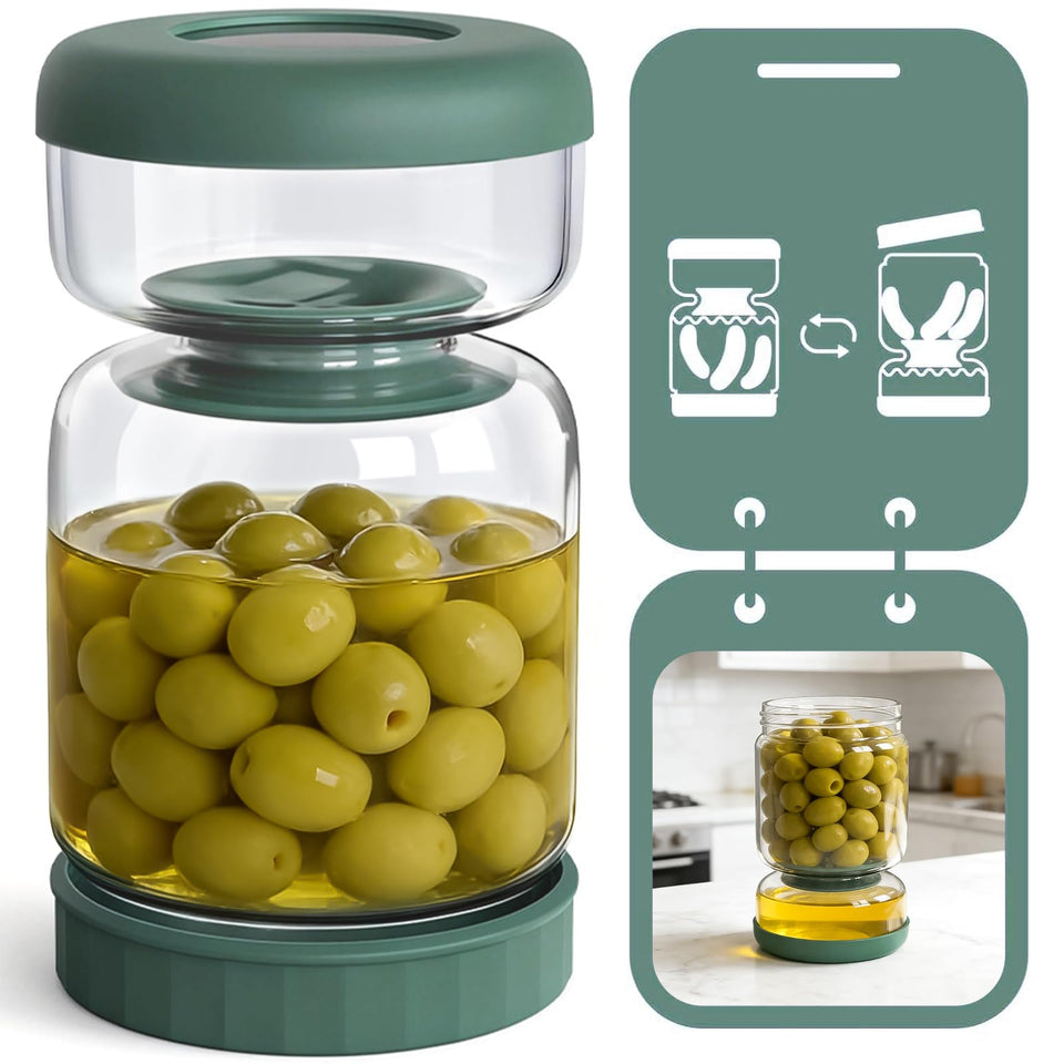Luvan glass pickle jar 34oz with strainer for easy serving and storage