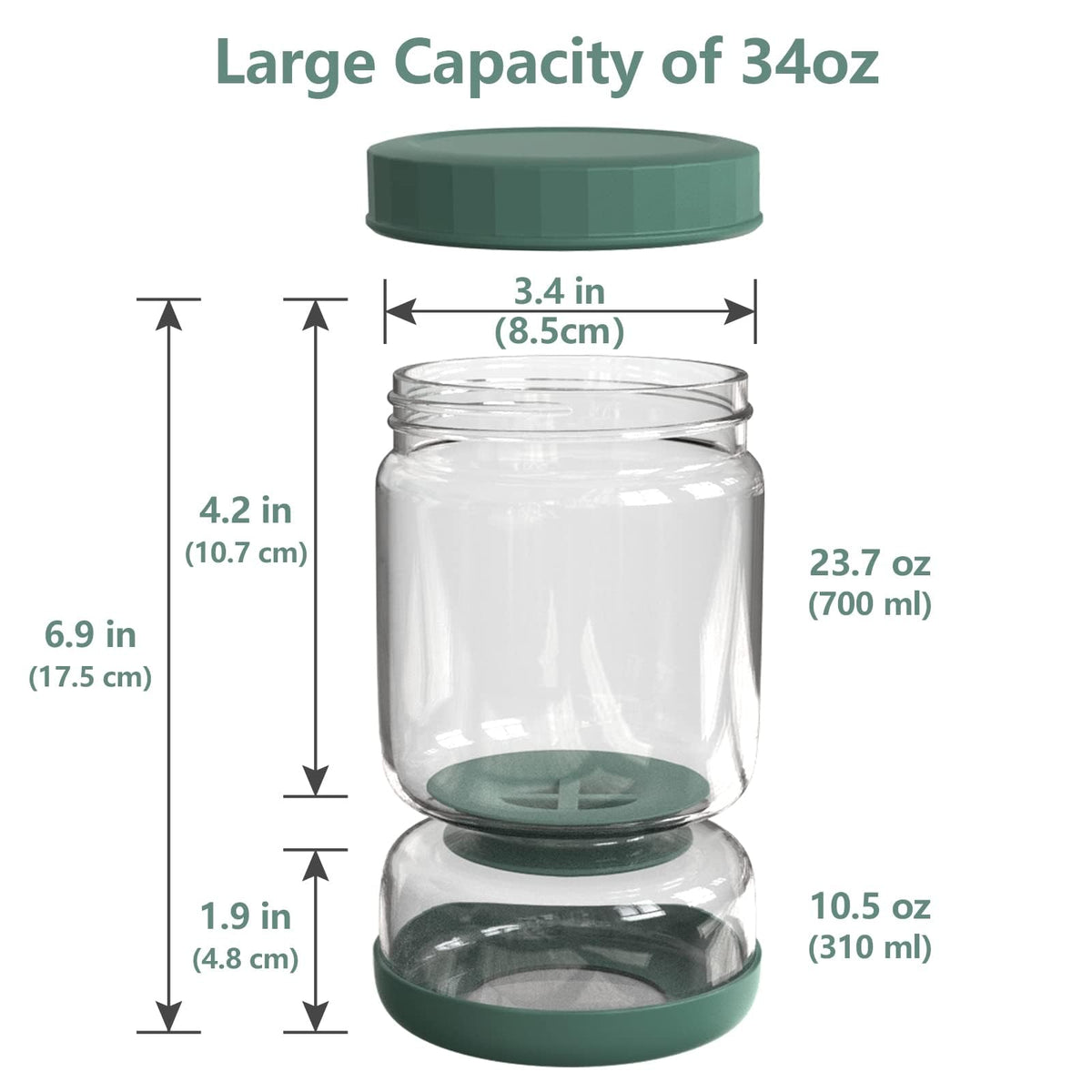Luvan wide-mouth jar for easy refilling and cleaning