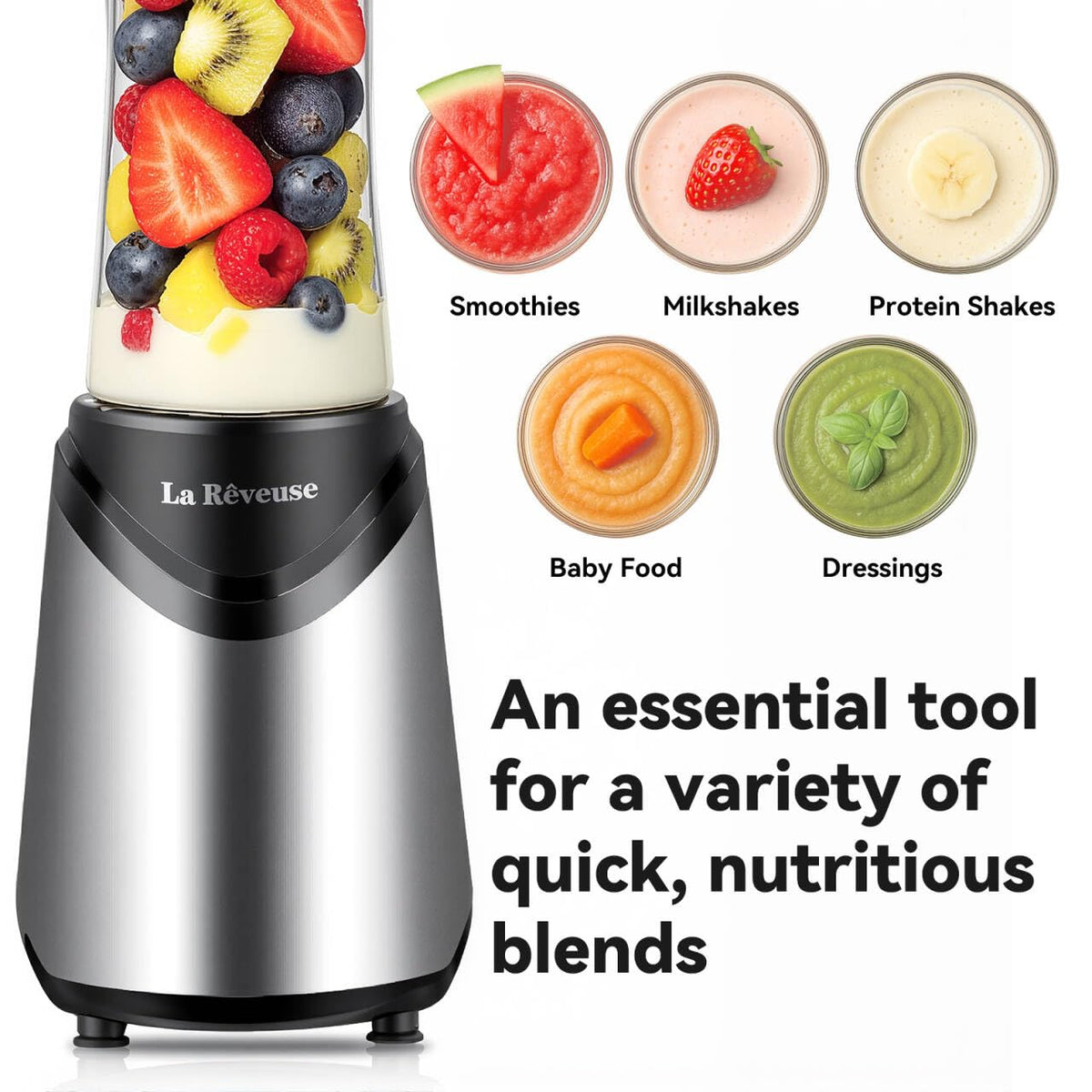 La Reveuse 18oz cup ready for on-the-go smoothies.