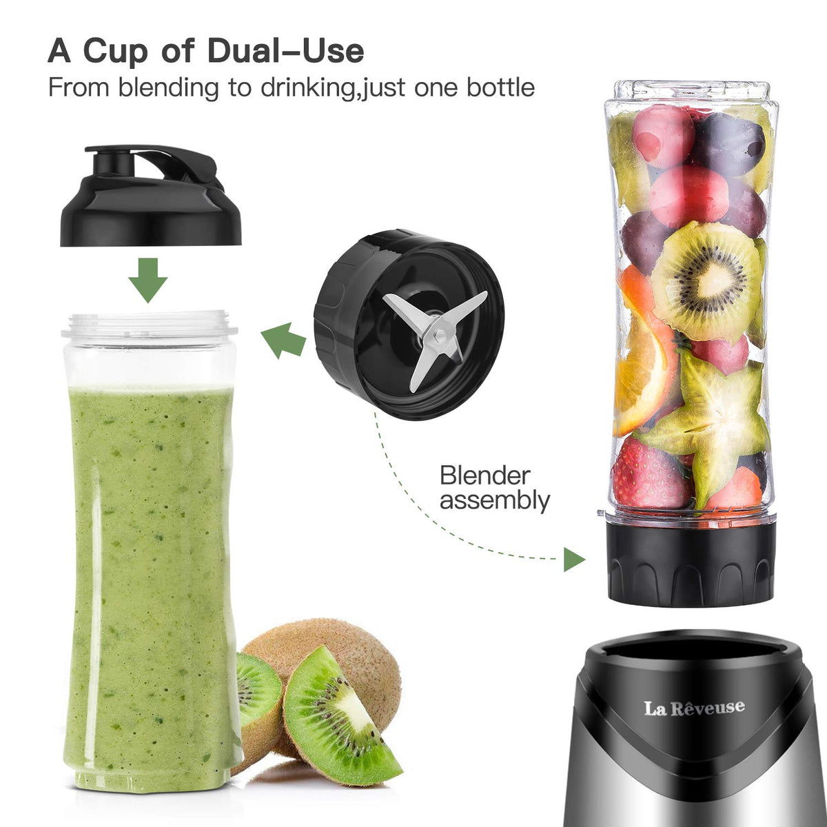La Reveuse 300W blade assembly for efficient blending of fresh ingredients.