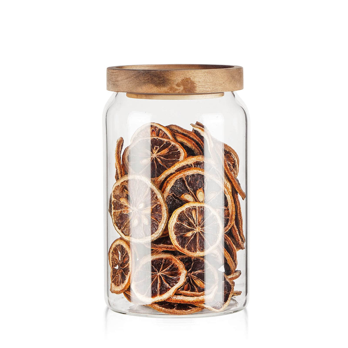 Labina 33 oz glass container stackable for neat countertop storage.