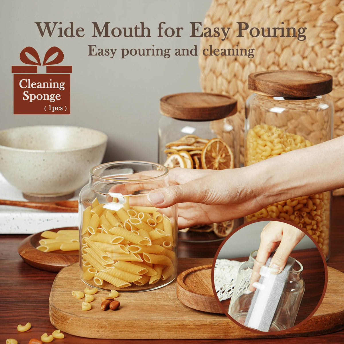 Labina wide opening simplifies pouring and cleaning after use