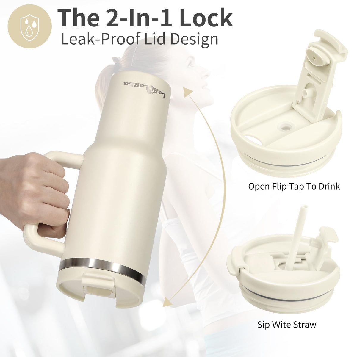 Labulabla leak-proof lid with straw offers on-the-go sipping.