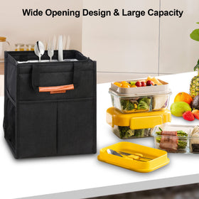 Lacdo lunch bag black dimensions 11-22h x 9-84l x 6-1w provide ample space