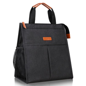 Lacdo lunch bag black front view with portable design for daily use