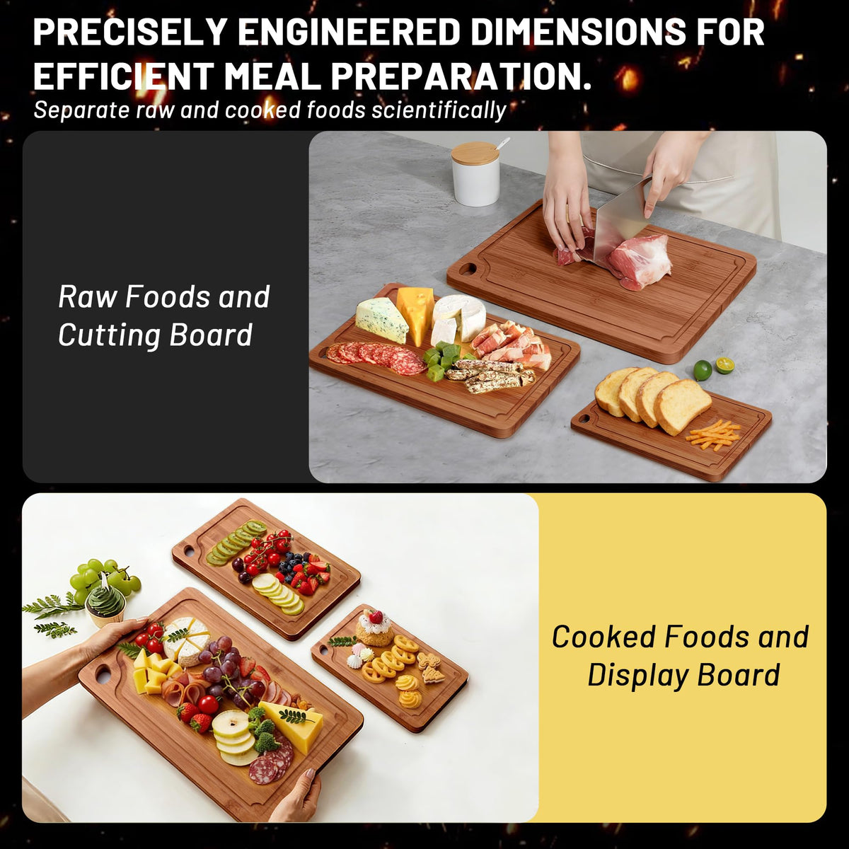 Lacusmall bamboo cutting board built-in handles for easy transport