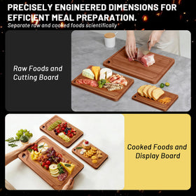 Lacusmall bamboo cutting board built-in handles for easy transport