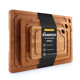Lacusmall bamboo cutting board large with ample prep surface for meats and veggies