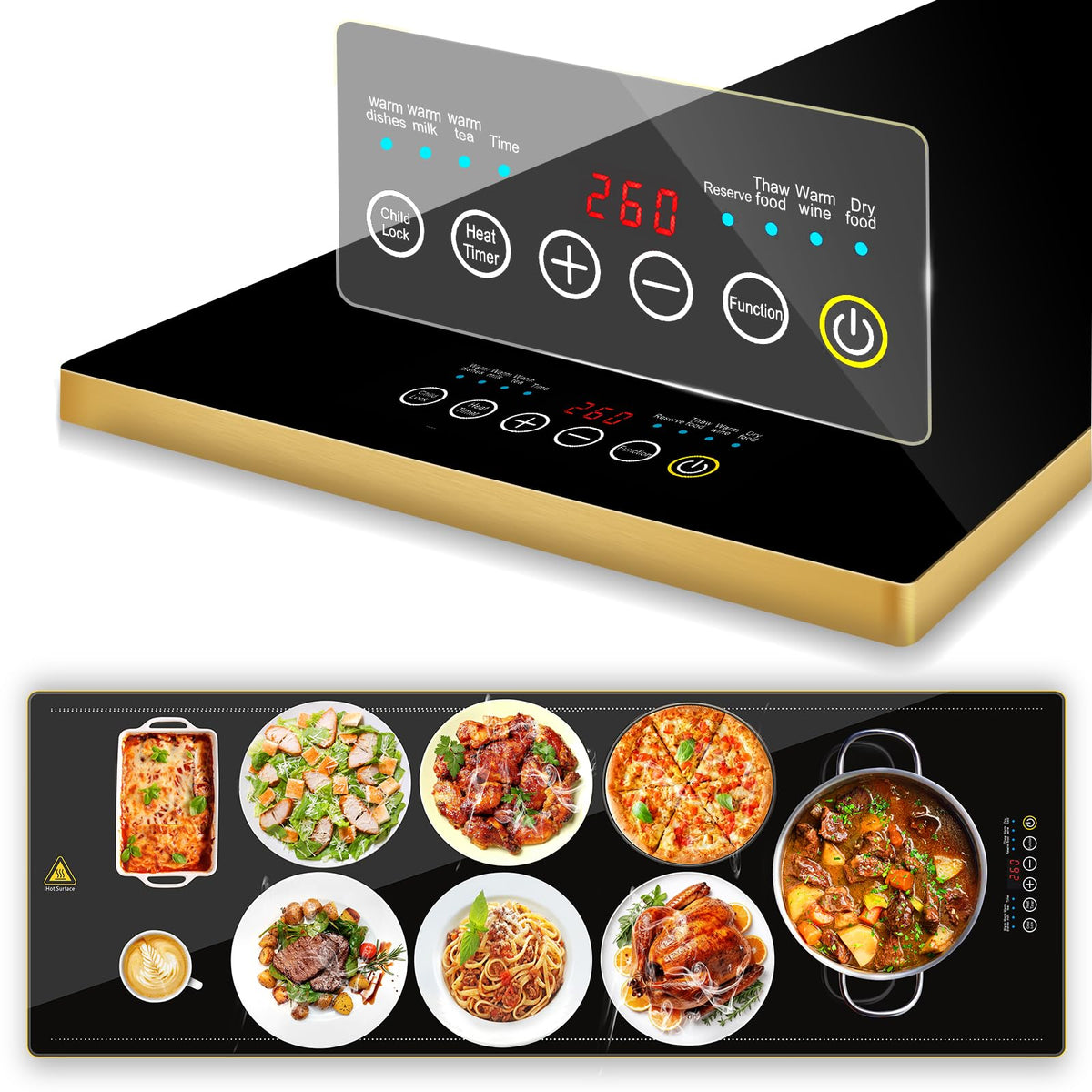 LADATE warming tray 24h timer enables unattended service