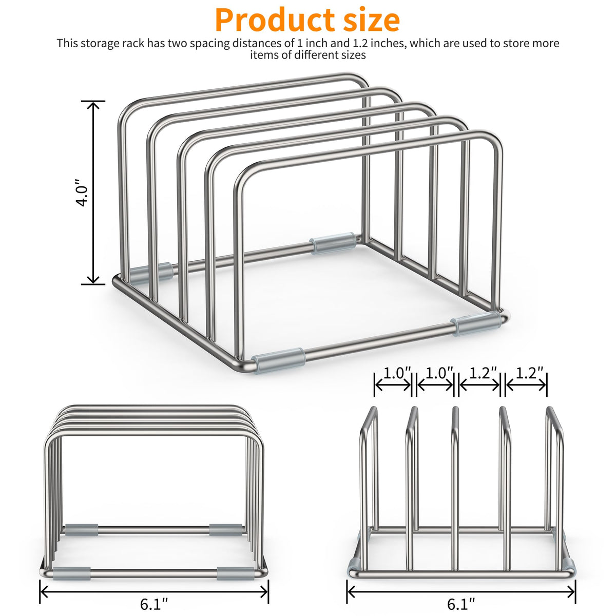 LAEMYFYRE cutting-board holder stand front view, keeps boards accessible and neatly stored.