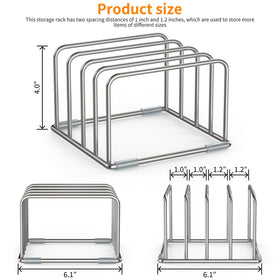 LAEMYFYRE cutting-board holder stand front view, keeps boards accessible and neatly stored.
