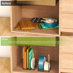 LAEMYFYRE cutting boards and baking sheets neatly separated by slots.