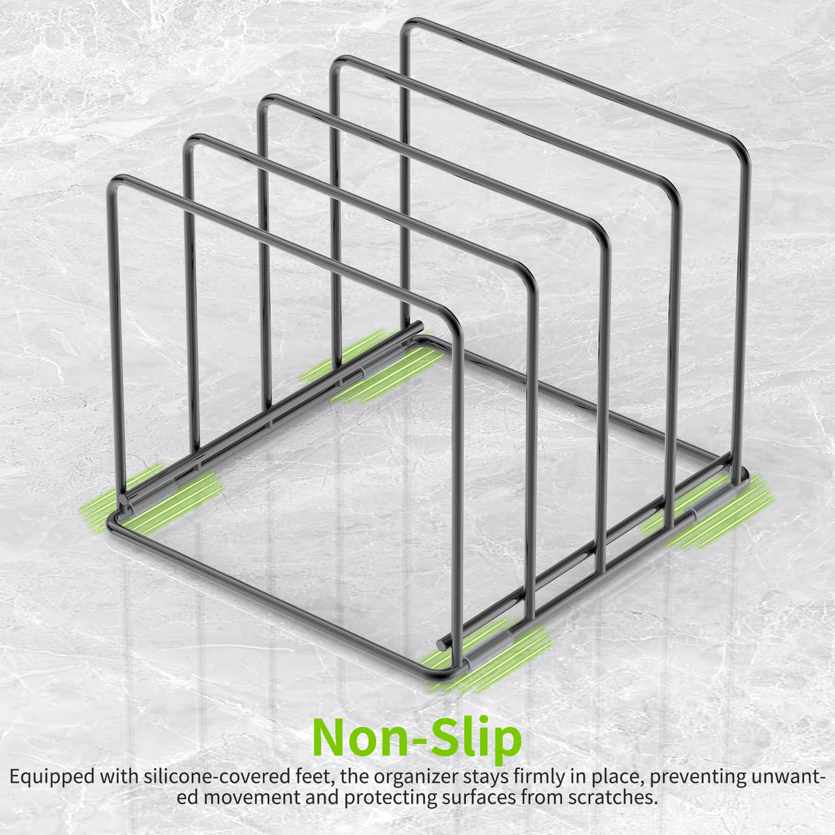 LAEMYFYRE anti-slip silicone feet prevent sliding on counters.