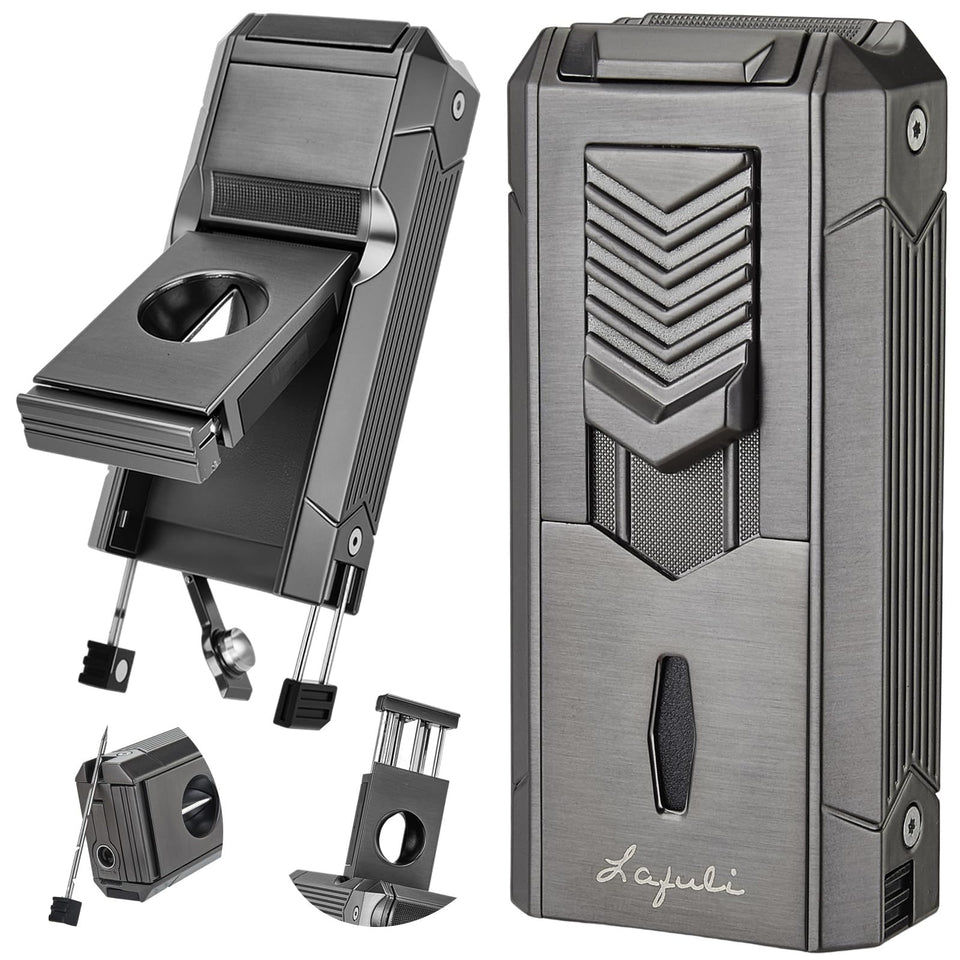 LAFULI 6-in-1 torch lighter with twin nubber for precise ignition on the go
