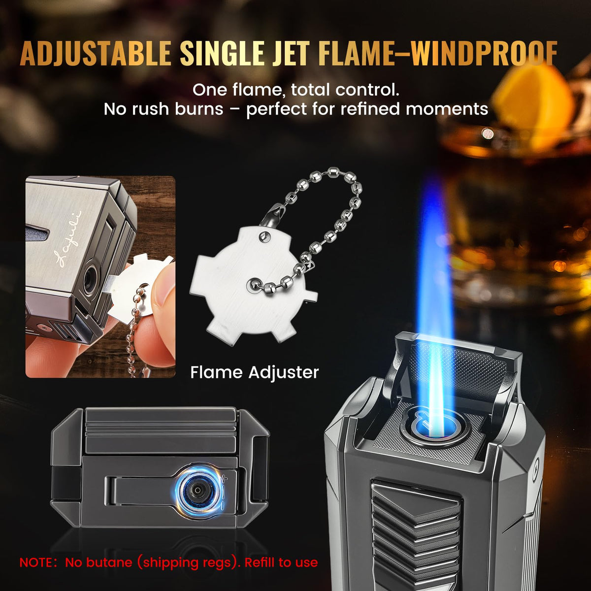 LAFULI travel-ready torch lighter ships in premium gift box for gifting or personal use