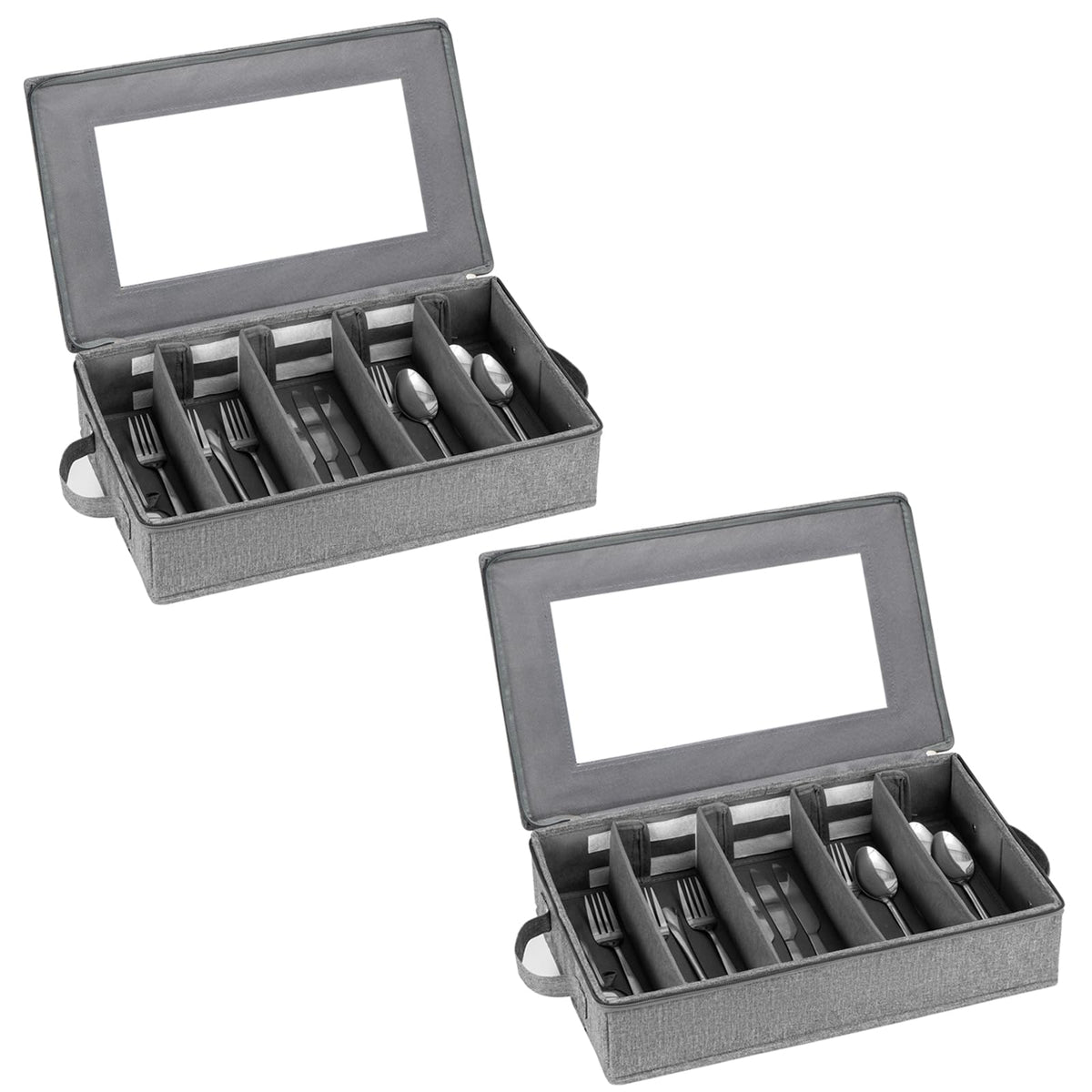 Lafulling flatware storage box with adjustable dividers for organized utensils.