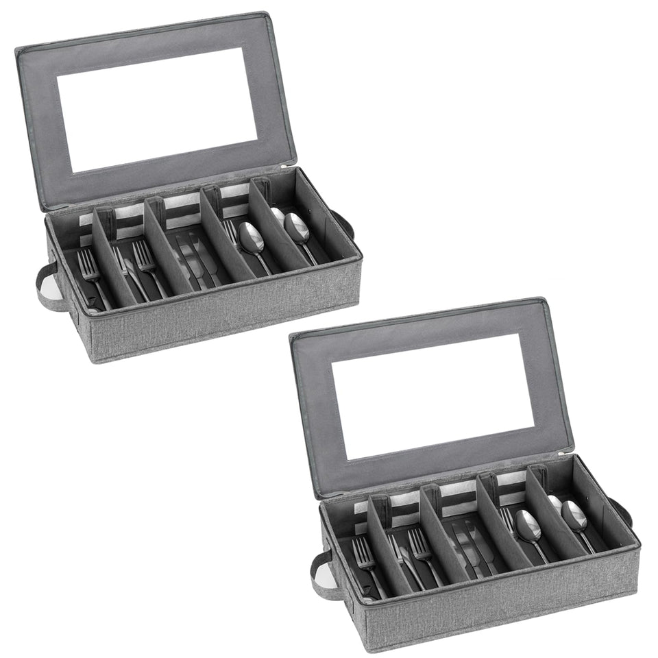 Lafulling flatware storage box with adjustable dividers for organized utensils.
