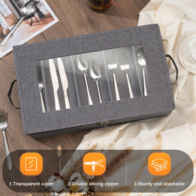 Lafulling flatware storage box transparent cover helps locate items quickly.
