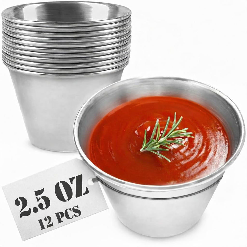 Lagarto 12-pcs dipping sauce cups with stackable design for organized table service.