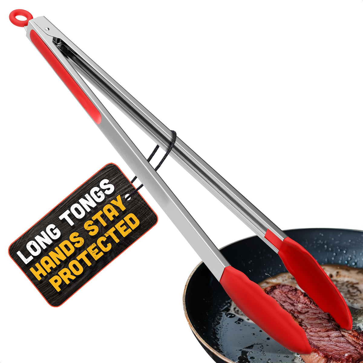 Lagarto salad-tongs-extra-long-silicone-tip in action, ideal for safely tossing salads.
