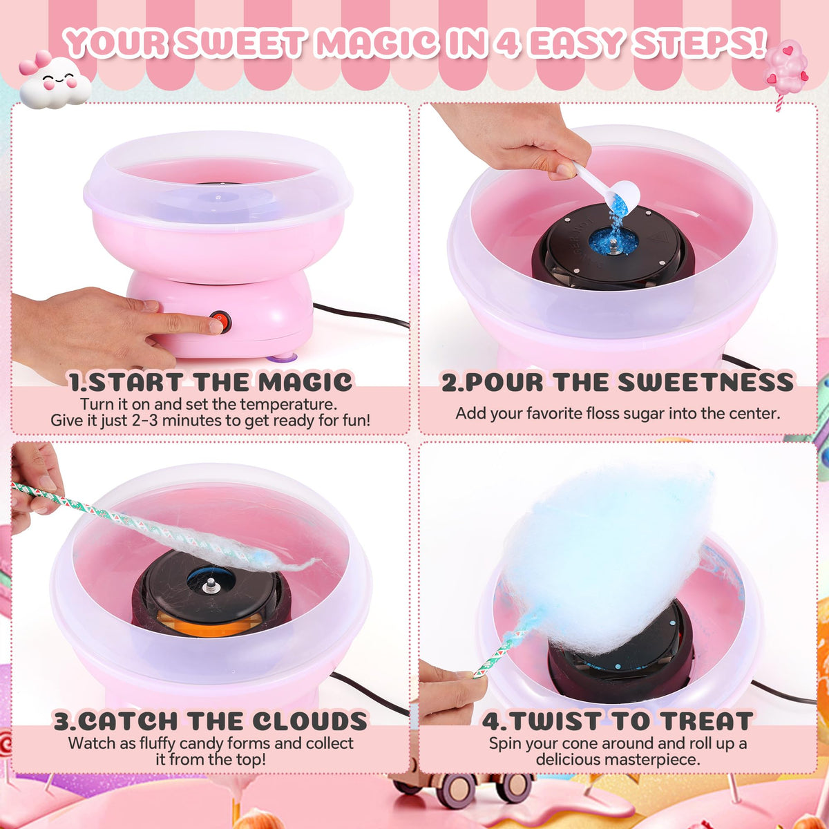 LAICAIO cotton candy sticks bundle and packaging ready for gifts