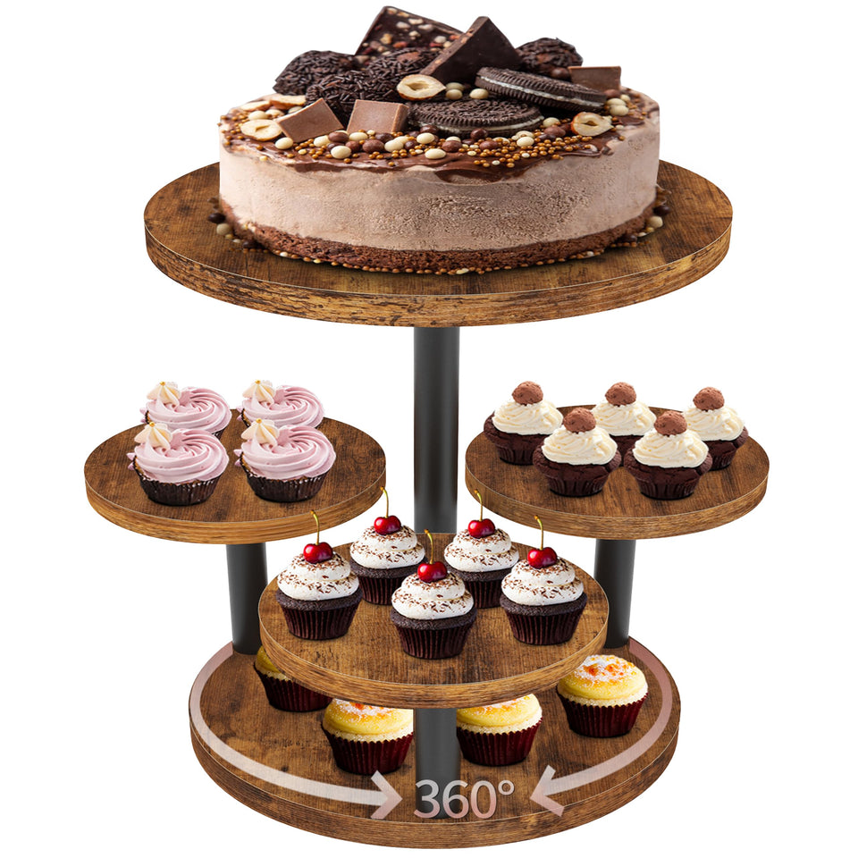 LAIDUOLEOE Cupcake Stand with rotating base for easy dessert access.