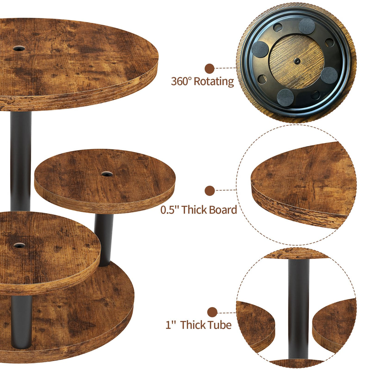 LAIDUOLEOE wooden tiered cake stand enhances rustic wedding dessert display.