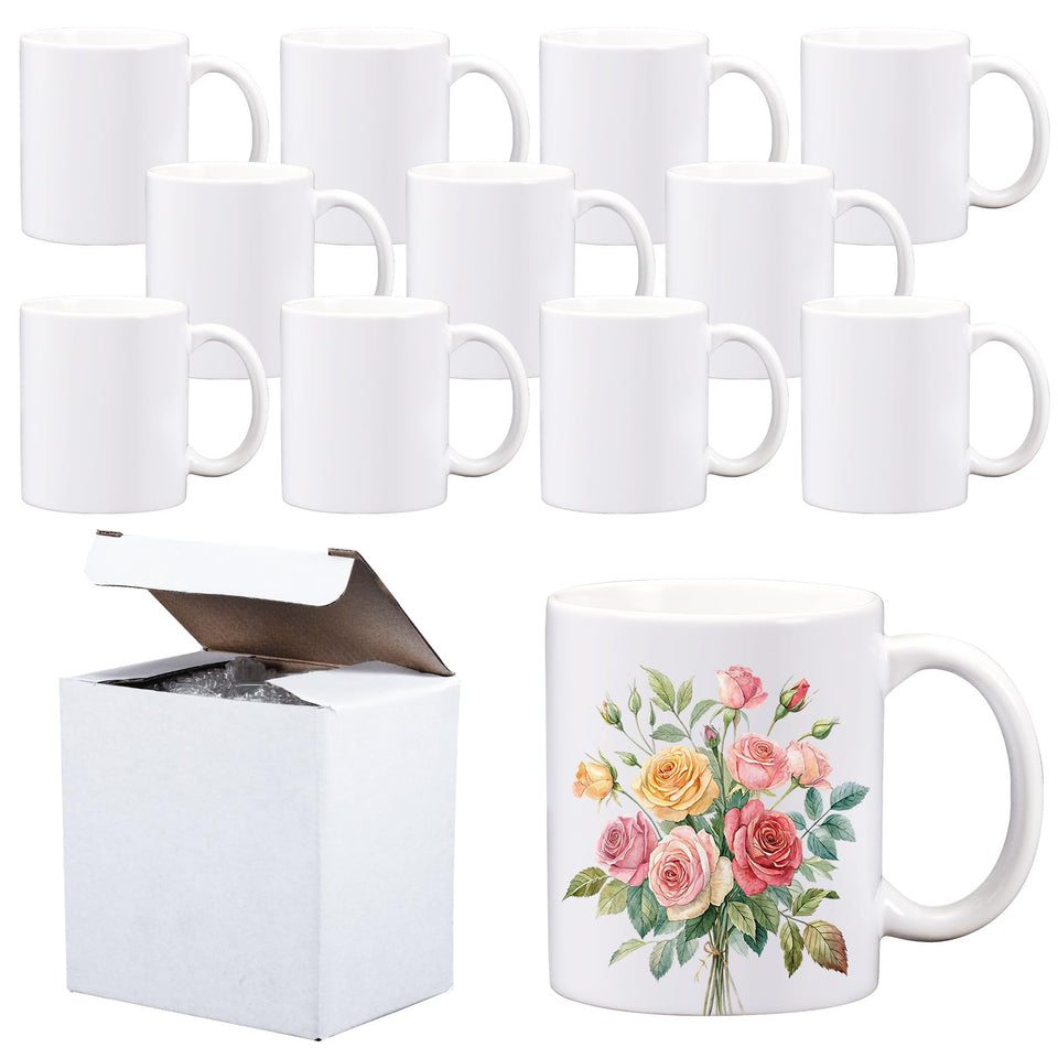 LaiHiulaan 12-pack 11oz sublimation mugs with boxes, ideal for gifting