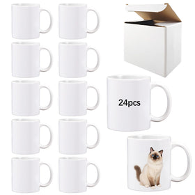 laihiulaan 24-pack 11oz sublimation mugs with round handles, ready for customization