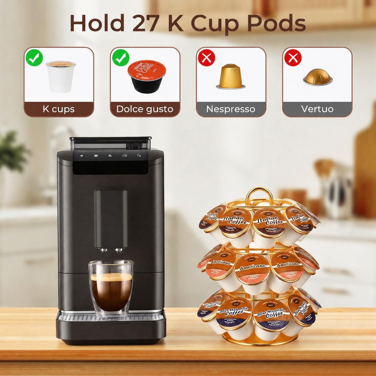 LAIMEQAY K Cup Holder 3-tier organizer keeps flavors neat and accessible.