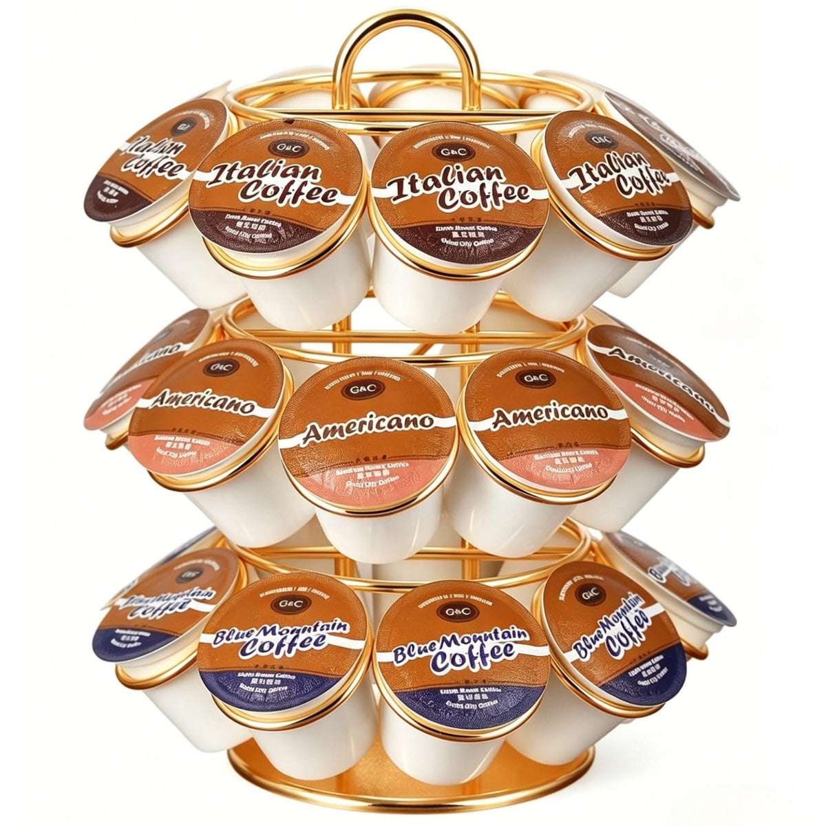 LAIMEQAY K Cup Holder with 360° rotation for easy pod browsing beside your coffee maker.