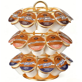 LAIMEQAY K Cup Holder with 360° rotation for easy pod browsing beside your coffee maker.