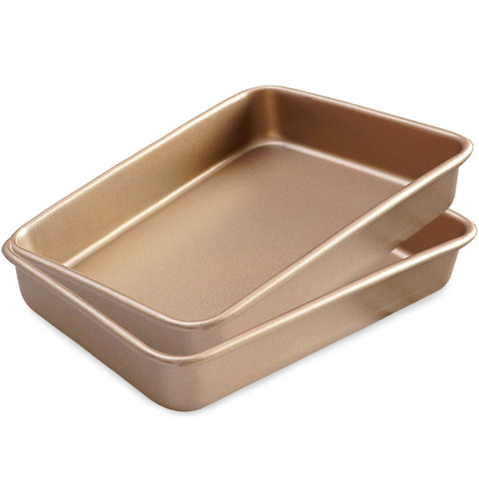 Lainrrew baking sheet 11x9 with deep sides for overflow-free roasting.