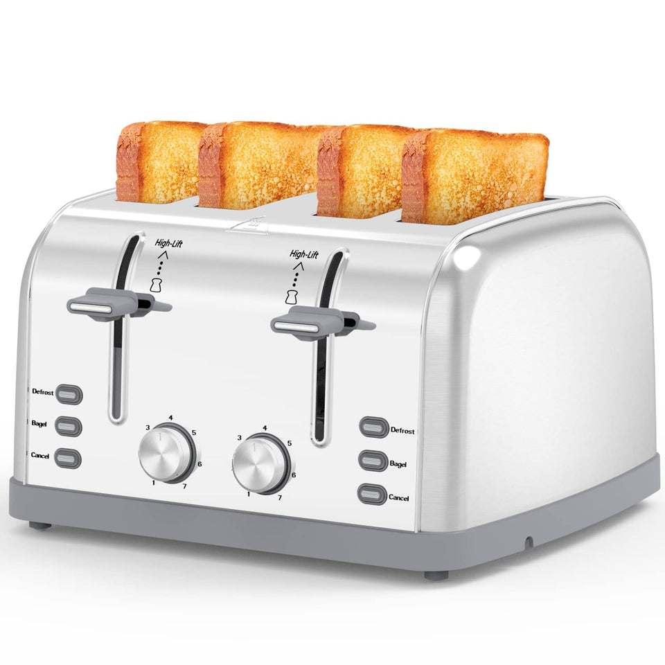LAINSTEN 4-slice toaster front view with wide slots for versatile toasting.