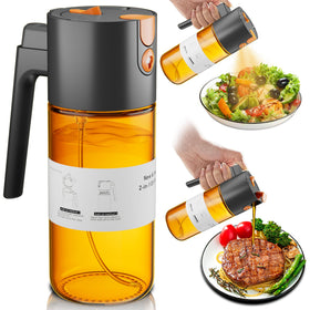 LAKUMIQI 2 in 1 oil sprayer bottle with precise pour for healthier cooking.