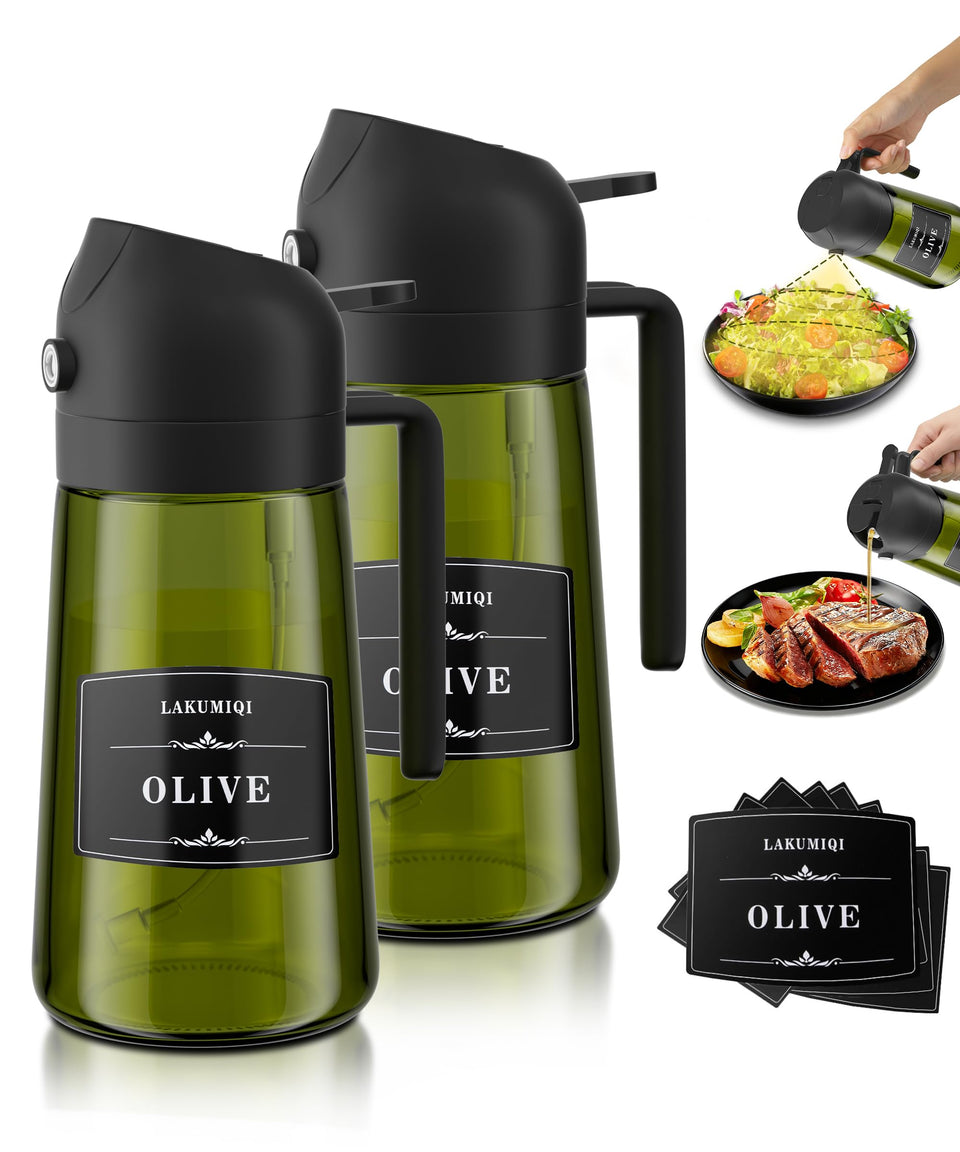 LAKUMIQI 2in1 oil sprayer bottle for even cooking oil distribution