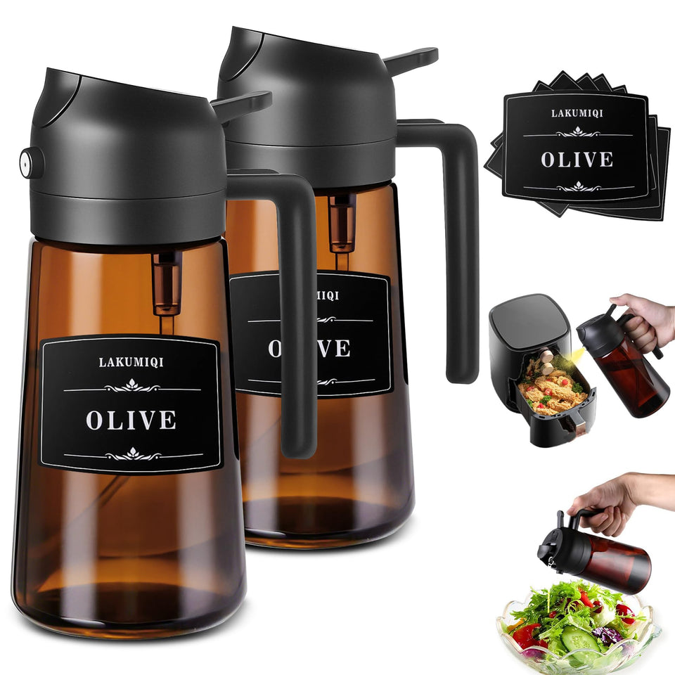 LAKUMIQI 2-in-1 oil sprayer for cooking with precise spray control.