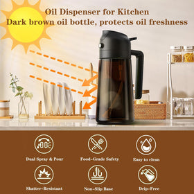 LAKUMIQI glass oil sprayer with UV-blocking to preserve freshness.