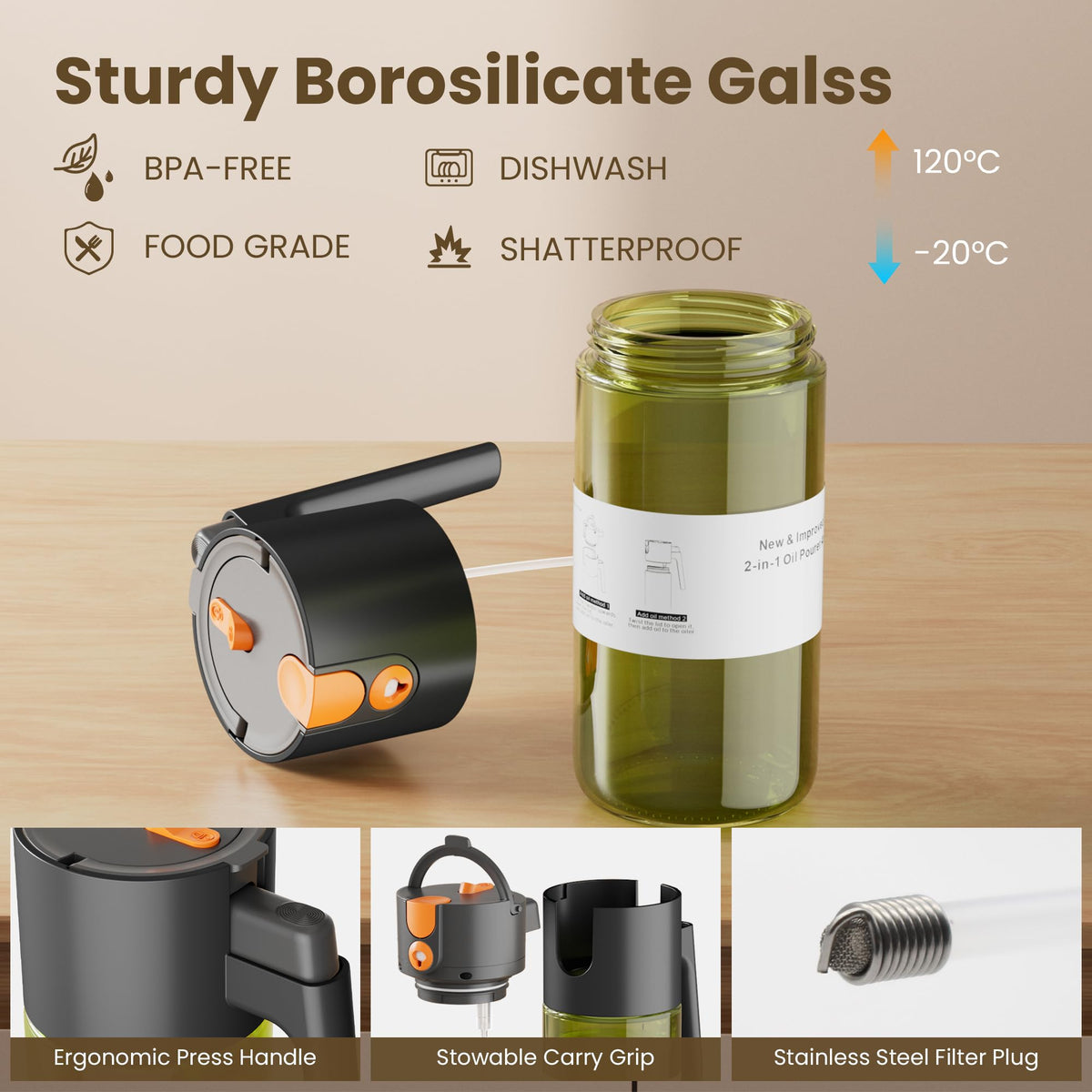 LAKUMIQI olive oil coating dispenser preserves flavor during cooking