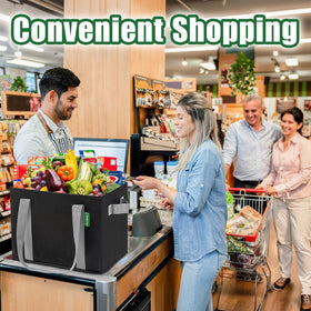 LALABAG box-style tote stands upright to speed checkout and loading