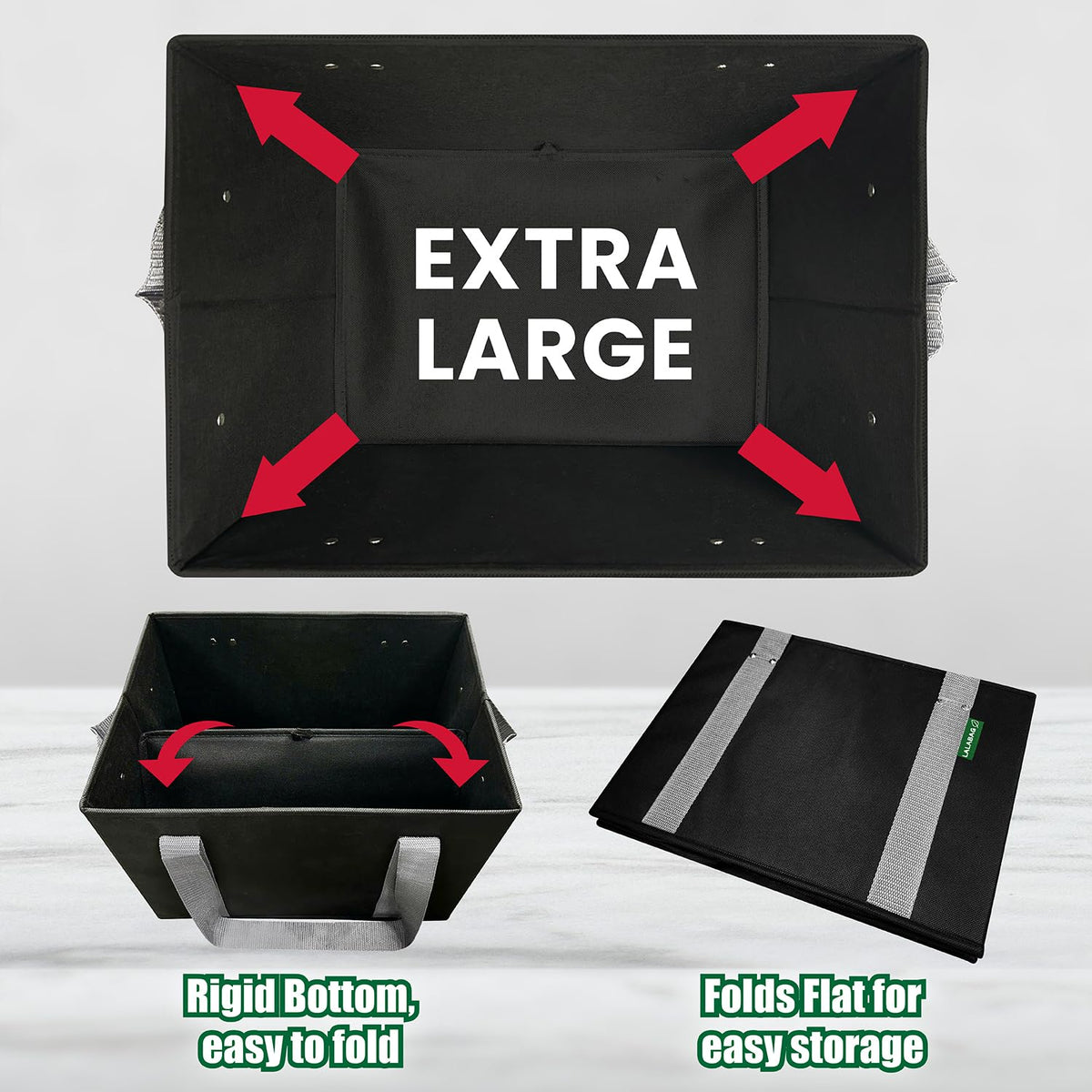 LALABAG easy-clean fold-flat bags for compact storage after use