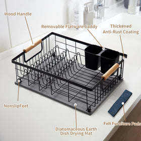 Lalaunicky dish drainer shows wine glasses secured in the tapered drying area.