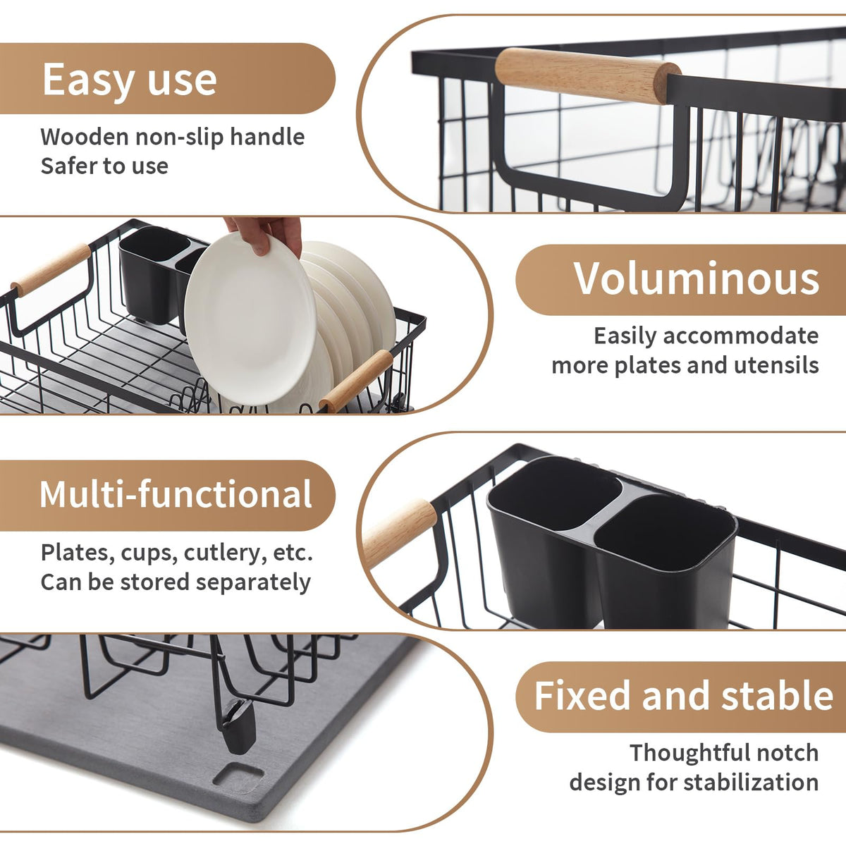 Lalaunicky dish rack includes a removable tray for utensils.