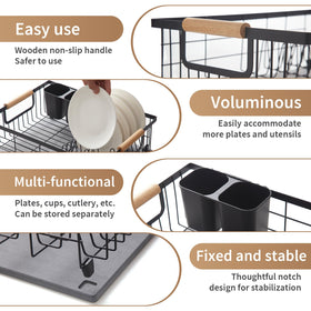 Lalaunicky dish rack includes a removable tray for utensils.