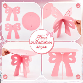 Lallisa Bow Cake Stand Pink on-table centerpiece for festive desserts.